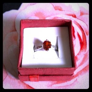 Red cocktail statement oval fashion ring